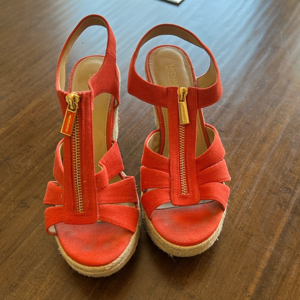 Michael Kors Women's Red Wedge Sandals